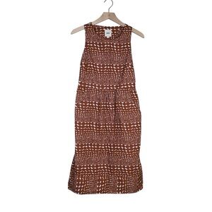 WHIT Women's S Open Back Midi Sundress with Pockets in Cotton Poplin